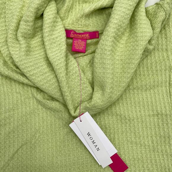 NEW CATHERINE MALANDRINO Sweater Waffle Knit Cowl Neck Top Womens Sz 2X - Picture 4 of 7